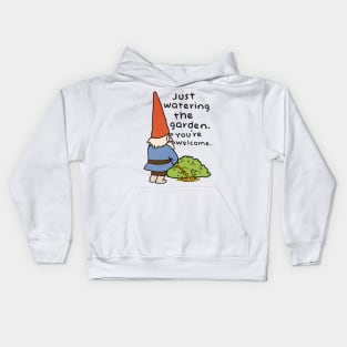 Gnome Watering the Garden Kids Hoodie